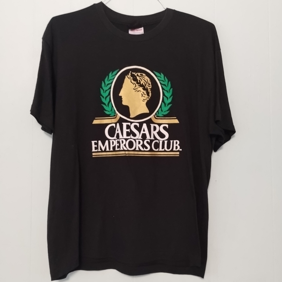 Vintage Other - Vintage Tshirt Caesars Emperor's Club Tee Black Gold XL HANES